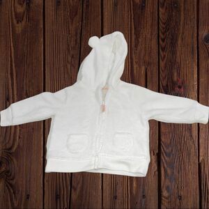 4/$25 - NWT Carter’s White Soft Fleece Hooded Full Zip Sweatshirt with Bear Ears